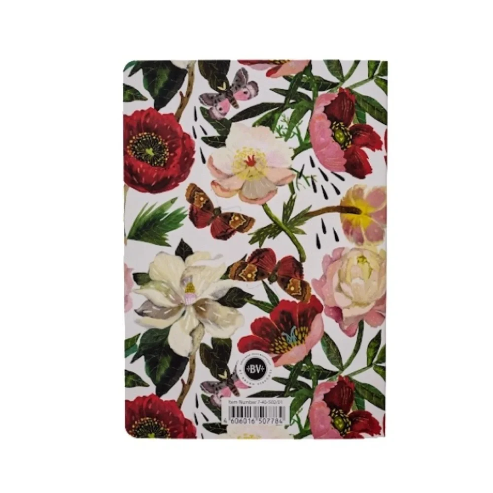 Soft Touch Lined Notebook in gorgeous red florals with gold foil detail A5 Size